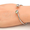 Rhodium Plated Individual Bangle, with Luminous Green Swarovski Crystals, Polished, Rhodium Finish, 07.239.0007.12 (03 MM Thickness, One size fits all)