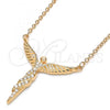 Sterling Silver Pendant Necklace, Angel Design, with White Micro Pave, Polished, Rose Gold Finish, 04.336.0009.1.16