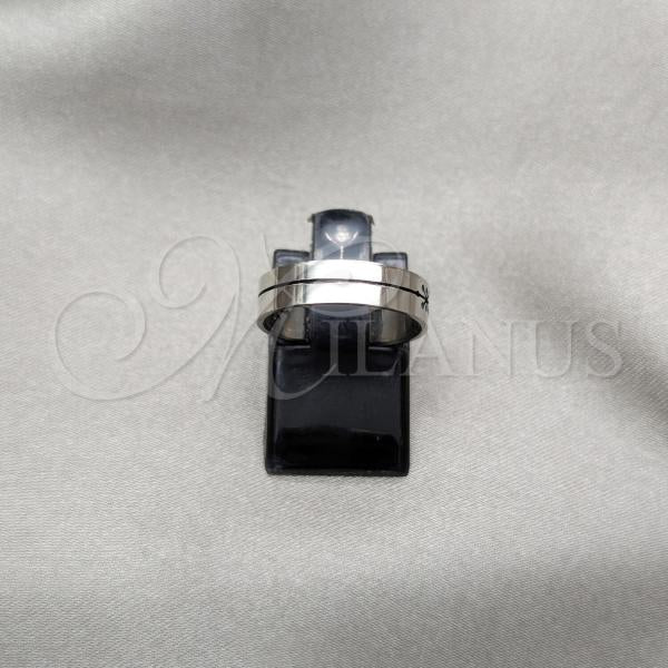 Stainless Steel Mens Ring, Dolphin and Cross Design, Polished, Steel Finish, 01.63.0618.07