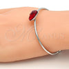 Rhodium Plated Individual Bangle, Heart Design, with Light Siam Swarovski Crystals, Polished, Rhodium Finish, 07.239.0013.8 (02 MM Thickness, One size fits all)