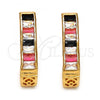 Oro Laminado Huggie Hoop, Gold Filled Style with Black and White Cubic Zirconia, Polished, Golden Finish, 02.267.0010.1.15