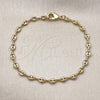 Oro Laminado Fancy Bracelet, Gold Filled Style Puff Mariner Design, Polished, Golden Finish, 04.326.0005.07