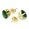 Oro Laminado Stud Earring, Gold Filled Style with Green Cubic Zirconia, Polished, Golden Finish, 5.128.021.5