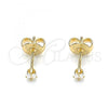 Oro Laminado Stud Earring, Gold Filled Style with White Cubic Zirconia, Polished, Golden Finish, 02.63.2659