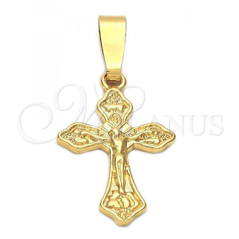 Oro Laminado Religious Pendant, Gold Filled Style Crucifix Design, Golden Finish, 5.192.028