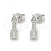 Sterling Silver Stud Earring, with White Cubic Zirconia, Polished, Rhodium Finish, 02.336.0071
