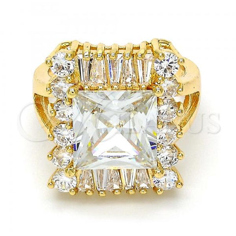 Oro Laminado Multi Stone Ring, Gold Filled Style with White Cubic Zirconia, Polished, Golden Finish, 01.205.0012.4.07 (Size 7)