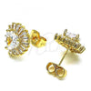 Oro Laminado Stud Earring, Gold Filled Style Heart Design, with White Cubic Zirconia, Polished, Golden Finish, 02.283.0048