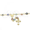 Oro Laminado Medium Rosary, Gold Filled Style Guadalupe and Crucifix Design, Multicolor Resin Finish, Golden Finish, 09.63.0107.1.18