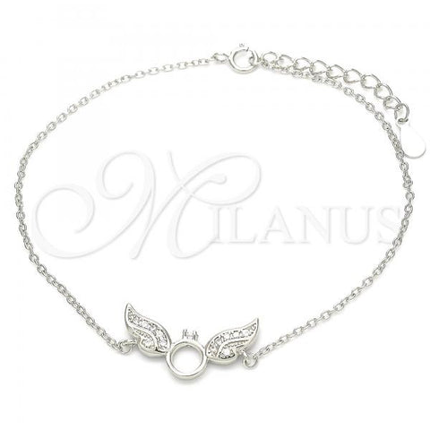 Sterling Silver Fancy Bracelet, with White Micro Pave, Polished, Rhodium Finish, 03.336.0065.08
