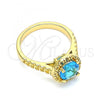 Oro Laminado Multi Stone Ring, Gold Filled Style with Blue Topaz Cubic Zirconia, Polished, Golden Finish, 01.284.0045.1.07