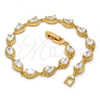 Oro Laminado Tennis Bracelet, Gold Filled Style Teardrop Design, with White Cubic Zirconia, Polished, Golden Finish, 03.213.0006.1.07