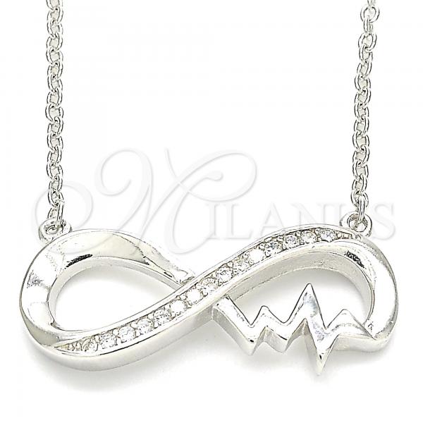 Sterling Silver Pendant Necklace, Infinite Design, with White Micro Pave, Polished, Rhodium Finish, 04.336.0142.16