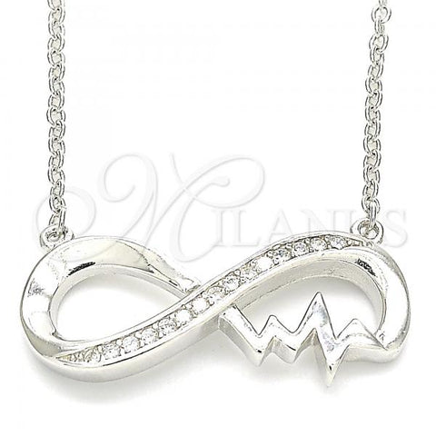 Sterling Silver Pendant Necklace, Infinite Design, with White Micro Pave, Polished, Rhodium Finish, 04.336.0142.16