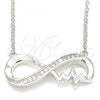Sterling Silver Pendant Necklace, Infinite Design, with White Micro Pave, Polished, Rhodium Finish, 04.336.0142.16