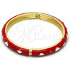 Oro Laminado Individual Bangle, Gold Filled Style Star and Moon Design, Red Enamel Finish, Golden Finish, 07.246.0005.5.05 (07 MM Thickness, Size 5 - 2.50 Diameter)