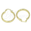 Oro Laminado Medium Hoop, Gold Filled Style Diamond Cutting Finish, Golden Finish, 02.213.0252.30