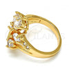Oro Laminado Multi Stone Ring, Gold Filled Style Teardrop Design, with White Cubic Zirconia, Polished, Golden Finish, 01.210.0023.09 (Size 9)