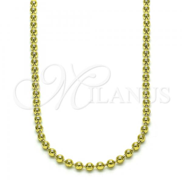 Oro Laminado Fancy Necklace, Gold Filled Style Ball Design, Polished, Golden Finish, 04.341.0107.18