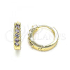 Oro Laminado Huggie Hoop, Gold Filled Style with Amethyst Cubic Zirconia, Polished, Golden Finish, 02.210.0637.3.12