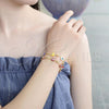 Oro Laminado Fancy Bracelet, Gold Filled Style Evil Eye Design, Multicolor Enamel Finish, Golden Finish, 03.213.0018.3.08