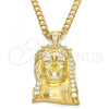 Oro Laminado Religious Pendant, Gold Filled Style Jesus Design, with White Cubic Zirconia, Polished, Golden Finish, 05.120.0008