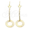 Oro Laminado Long Earring, Gold Filled Style with  Cubic Zirconia, Golden Finish, 95.007