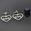 Oro Laminado Dangle Earring, Gold Filled Style Heart Design, Two Tone, 5.095.014