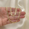 Oro Laminado Basic Necklace, Gold Filled Style Curb Design, Polished, Golden Finish, 5.222.004.18