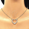 Oro Laminado Pendant Necklace, Gold Filled Style Heart Design, with White Micro Pave, Polished, Golden Finish, 04.156.0285.20