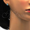 Stainless Steel Stud Earring, Teardrop Design, with Aqua Blue Cubic Zirconia, Polished, Golden Finish, 02.271.0023.1