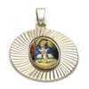 Oro Laminado Religious Pendant, Gold Filled Style Altagracia Design, Diamond Cutting Finish, Golden Finish, 5.193.010