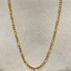 Oro Laminado Basic Necklace, Gold Filled Style Figaro Design, Polished, Golden Finish, 04.58.0004.20