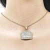 Oro Laminado Religious Pendant, Gold Filled Style Diamond Cutting Finish, Two Tone, 05.120.0095.1