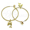 Oro Laminado Medium Hoop, Gold Filled Style Dolphin Design, Polished, Golden Finish, 02.63.2741.40