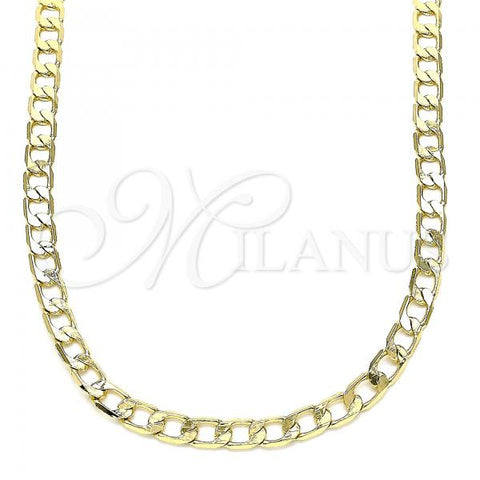Oro Laminado Basic Necklace, Gold Filled Style Curb Design, Polished, Golden Finish, 5.222.005.18