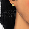Sterling Silver Stud Earring, with White Cubic Zirconia, Polished, Golden Finish, 02.186.0148