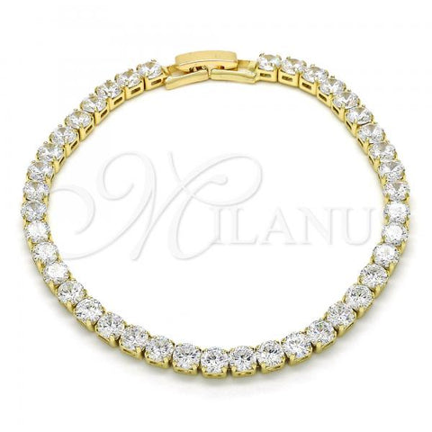 Oro Laminado Tennis Bracelet, Gold Filled Style with White Cubic Zirconia, Polished, Golden Finish, 03.221.0057.07