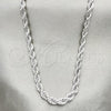 Rhodium Plated Basic Necklace, Rope Design, Polished, Rhodium Finish, 5.222.033.1.22