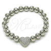 Rhodium Plated Fancy Bracelet, Heart and Ball Design, Matte Finish, Rhodium Finish, 03.341.0230.1.07