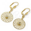 Oro Laminado Dangle Earring, Gold Filled Style with White Cubic Zirconia, Polished, Golden Finish, 73.01