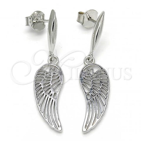 Sterling Silver Long Earring, Polished, Rhodium Finish, 02.337.0001