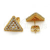 Oro Laminado Stud Earring, Gold Filled Style with White Cubic Zirconia, Polished, Golden Finish, 02.213.0052