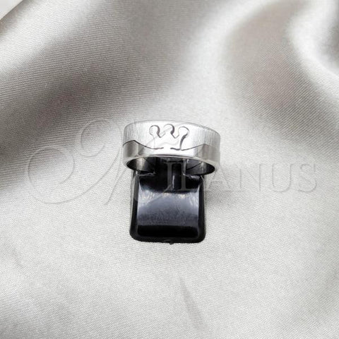 Stainless Steel Mens Ring, Double and Star Design, Polished, Steel Finish, 01.63.0715.07