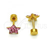 Stainless Steel Long Earring, Star Design, with Rose Crystal, Polished, Golden Finish, 02.271.0021.11