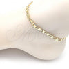 Oro Laminado Fancy Anklet, Gold Filled Style Mariner and Butterfly Design, Polished, Golden Finish, 03.63.2275.10
