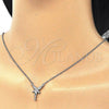 Sterling Silver Pendant Necklace, with White and White Cubic Zirconia, Polished, Rhodium Finish, 04.336.0084.16