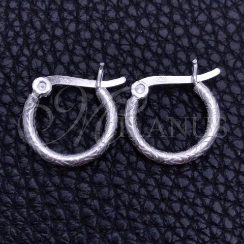 Sterling Silver Small Hoop, Hollow Design, Diamond Cutting Finish, Silver Finish, 02.401.0001.12