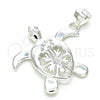 Sterling Silver Fancy Pendant, Turtle Design, with White Micro Pave, Polished,, 05.398.0028