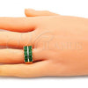 Oro Laminado Multi Stone Ring, Gold Filled Style with Green Cubic Zirconia, Polished, Golden Finish, 01.346.0020.3.08